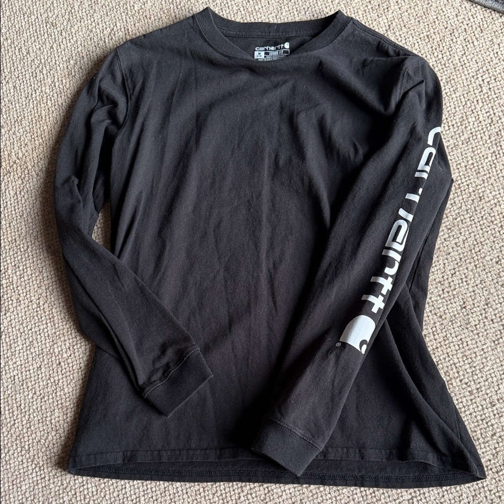 Carhartt Black Long Sleeve Tee with Sleeve Logo-medium